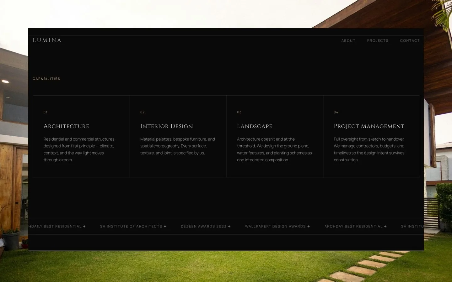 LUMINA Architects website screenshot 3