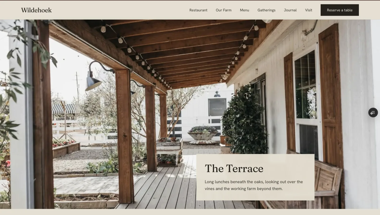 Wildehoek website Menu section hero — seasonal produce being prepared